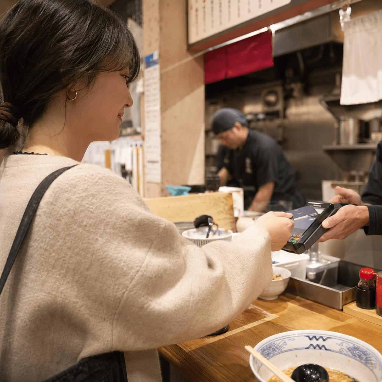 Contactless payment at a Japanese ramen bar